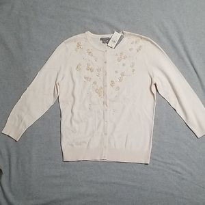 Ann Taylor Flower Cream Cardigan